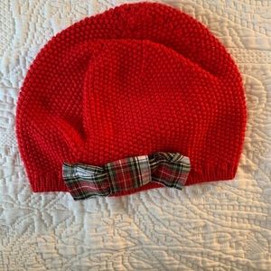 Jacadi red knit newborn girl winter hat. Size 43